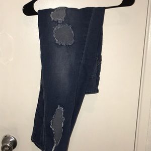 High waist denim ripped jeans